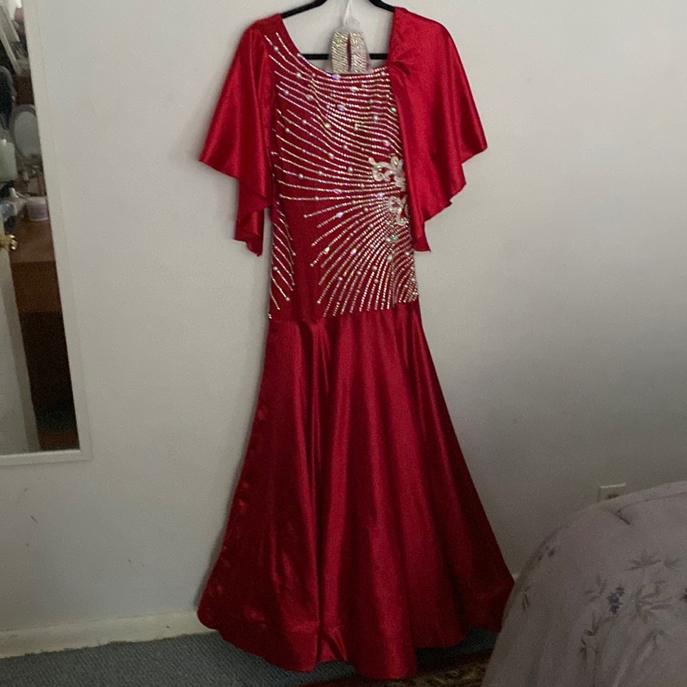 Ballroom/American Smooth Gown! Red with hundreds of stones!